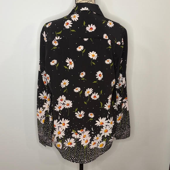 The Kooples 100% silk button front daisy print shirt blouse top M - Picture 4 of 10
